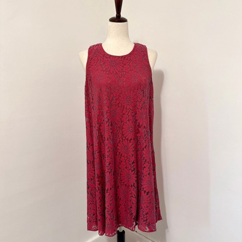 Tommy Hilfiger Red Floral Lace Sleeveless Dress Sz 12